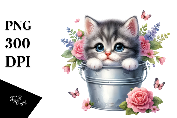 Cute Baby Cat by the Bucket, Transparent PNG