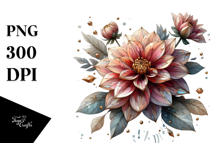 Dahlia Watercolor Splash PNG