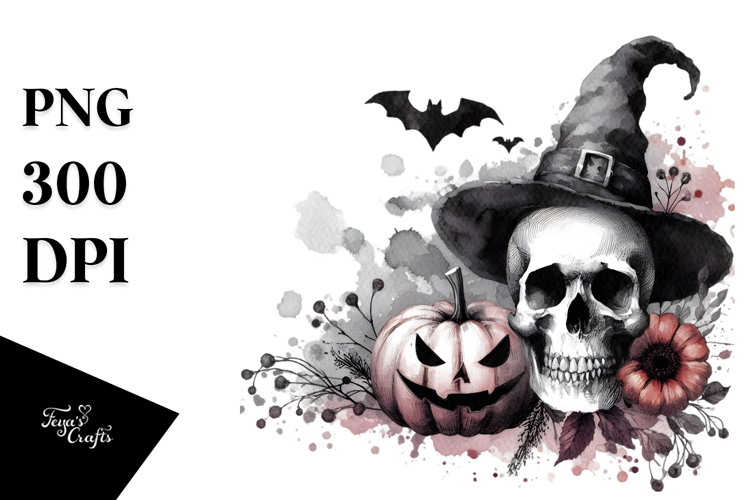 SKULL Retro Halloween PNG