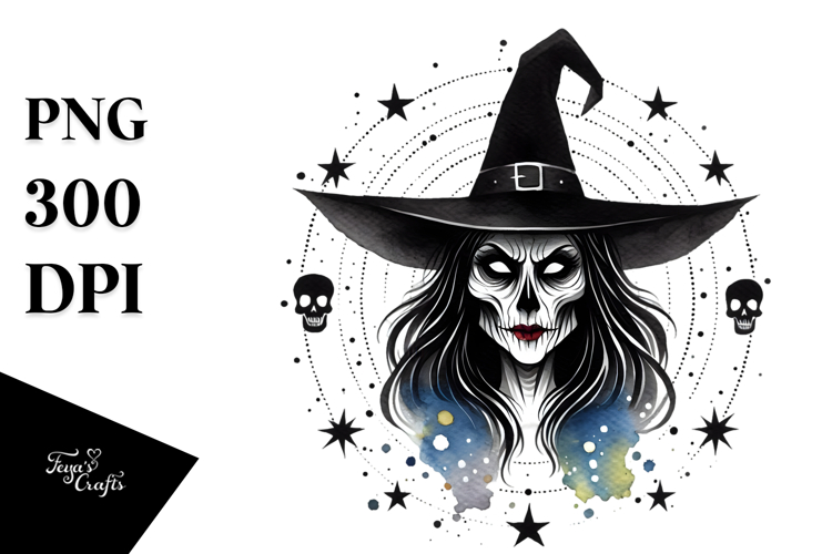 Simple Watercolor Retro Evil Witch PNG