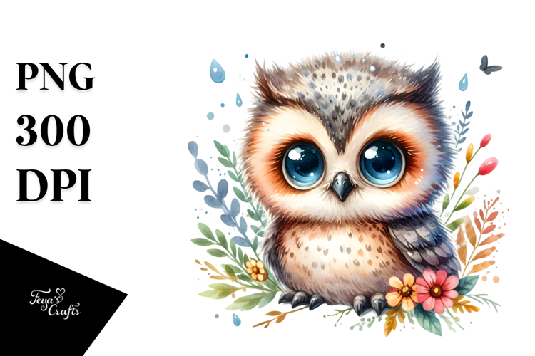 Energetic Baby Owl PNG