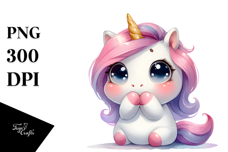 Funny Unicorn with Big Eyes, Transparent PNG