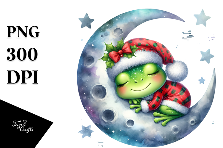 Summer Christmass Frog Baby Watercolor Cute Clipart