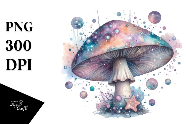 Celestial Mushroom Watercolor Splash