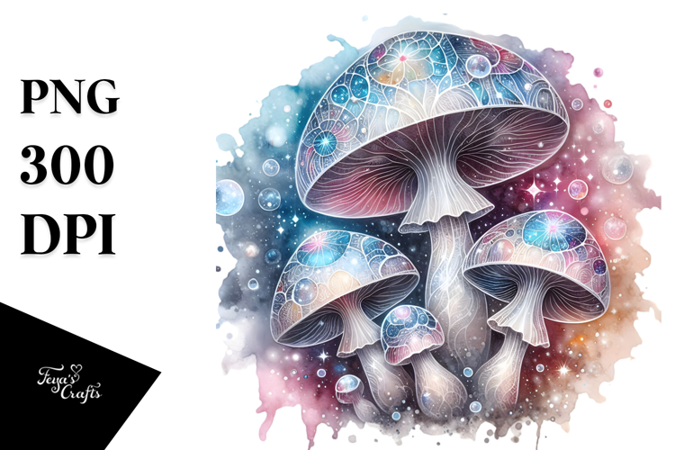 Celestial Mushroom Watercolor Splash