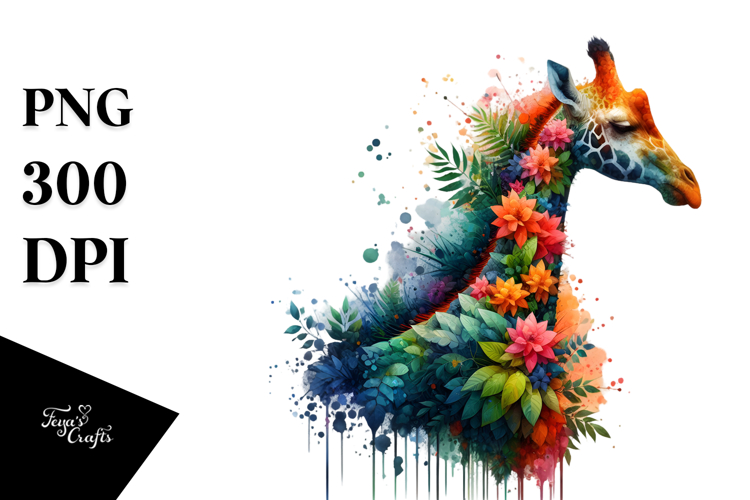 Vibrant Watercolor Giraffe, 20 oz Tumbler PNG
