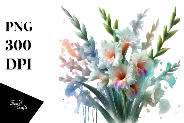 Gladiolus with Watercolor Splash PNG