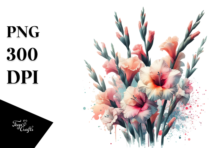 Gladiolus with Watercolor Splash PNG