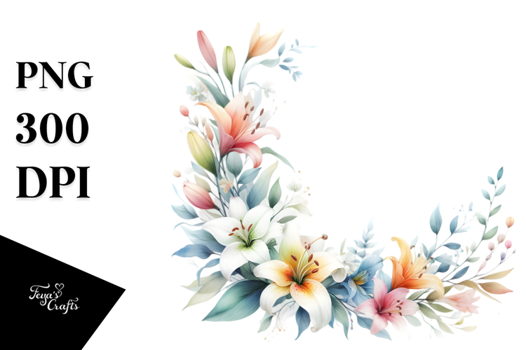 Colorful Horizontal Frame with Small Lily | Sublimation |
