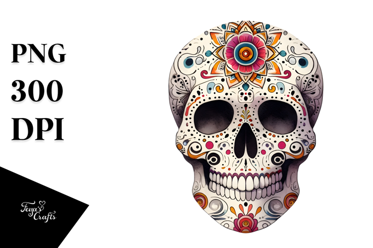 Funny Skull Digital Painting, Colorful PNG