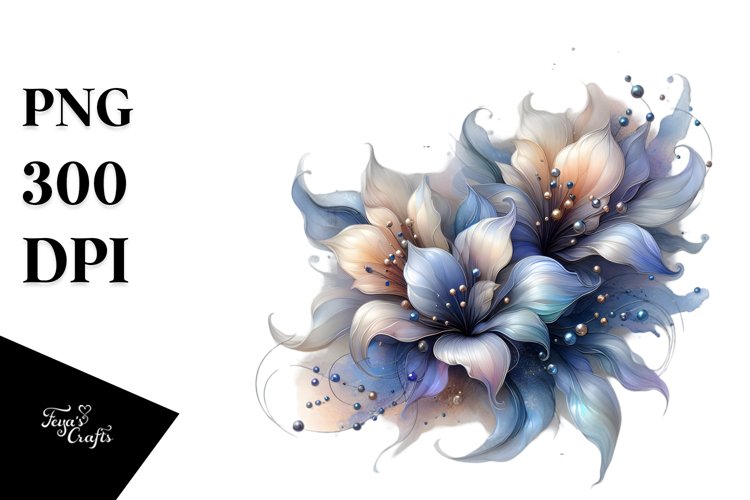 Abstract Pastel Lobelia with Metallic Inserts | Clipart