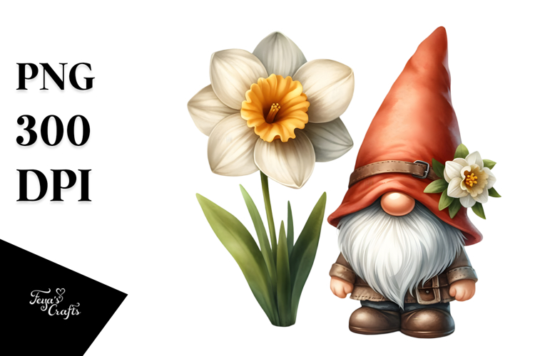 Cute Gnome Narcissus PNG