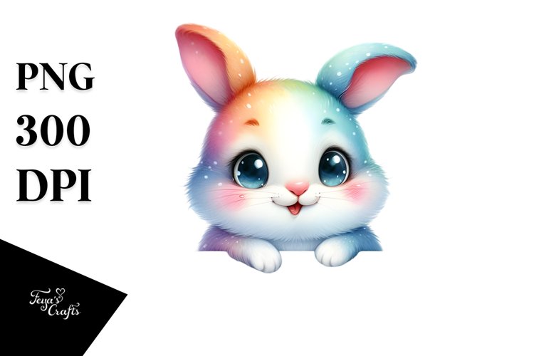 Colorful Baby Bunny with Big Eyes | Sublimation | Clipart