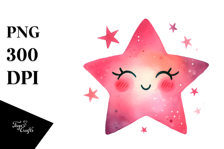 Whimsical Very Simple Pinkish Smiling Star PNG example image 1