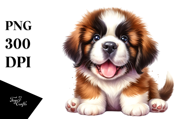 Cute Watercolor Saint Bernard PNG