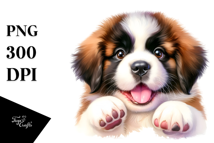 Cute Watercolor Saint Bernard PNG