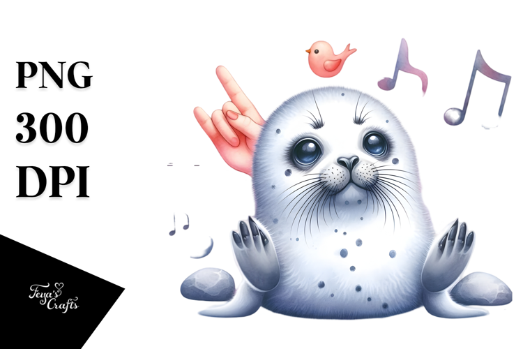 Cute Seal with Rocker Look PNG
