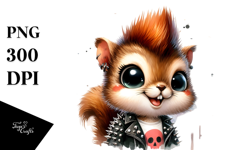 Cute Baby Squirrel with Punk Look PNG