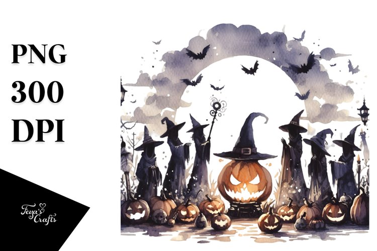 Simple Halloween Scene with Witching Hour