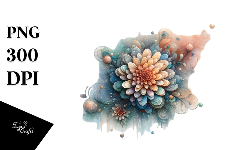 Abstract Stained Chrysanthemum, PNG