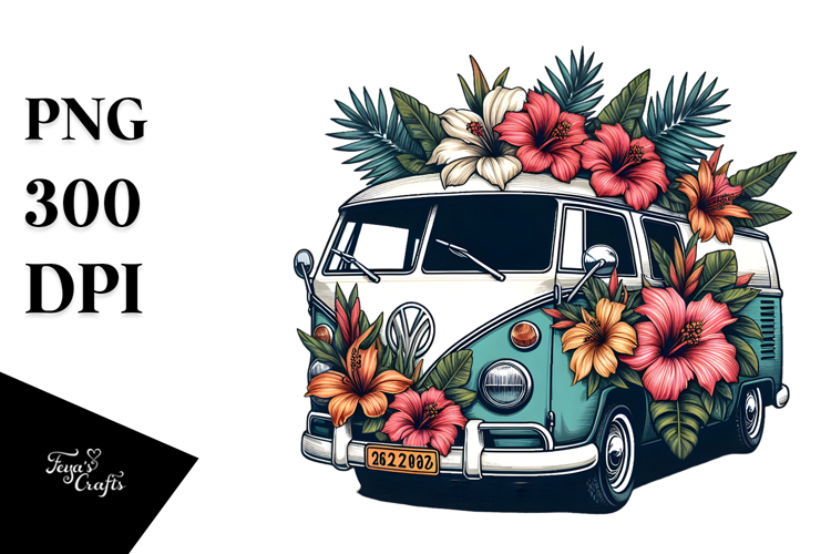 Vintage Tropical Flower Van example image 1