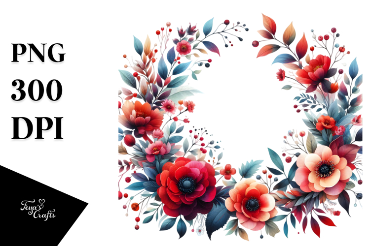 Red Flower Clipart Image 7