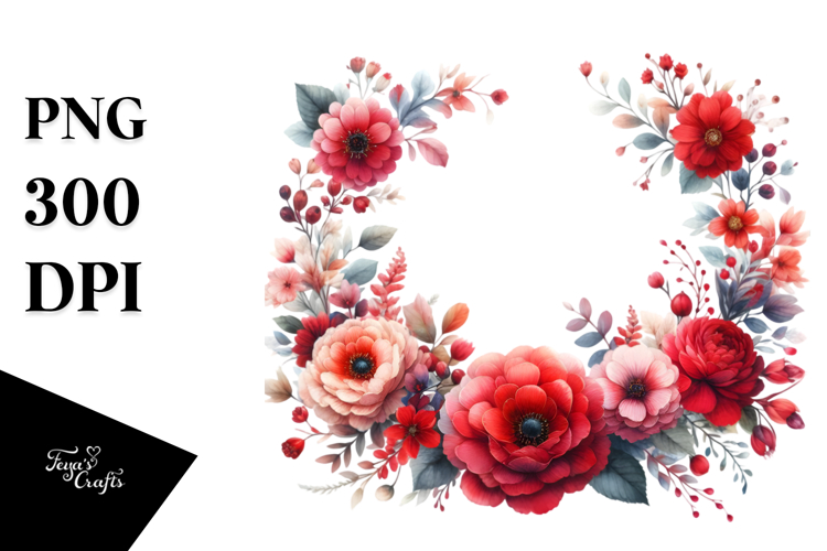 Red Flower Clipart Image 17