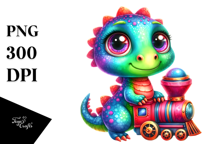 Dinosaur with Small Train, Transparent PNG