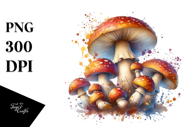 Celestial Mushroom Watercolor Splash