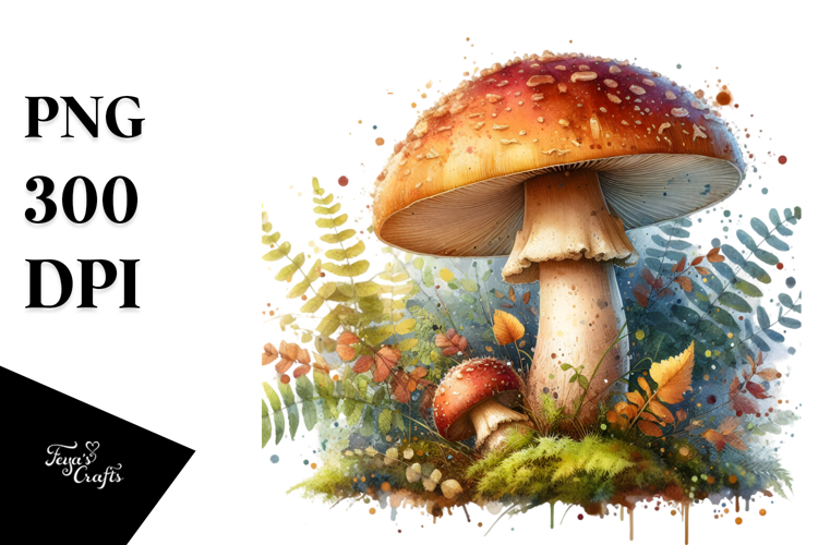 Celestial Mushroom Watercolor Splash