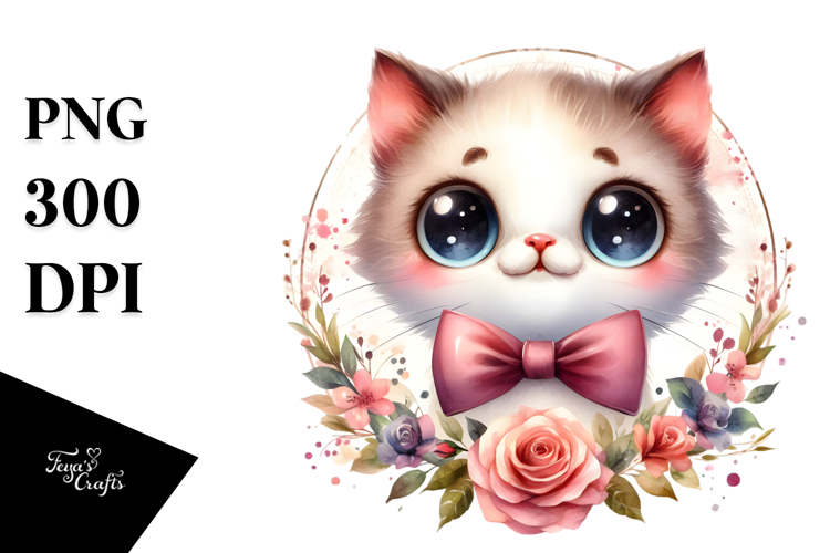 Funny Cat with Bow and Tie PNG
