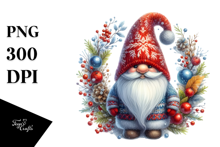 Vibrant Winter Gnome, High-Res PNG