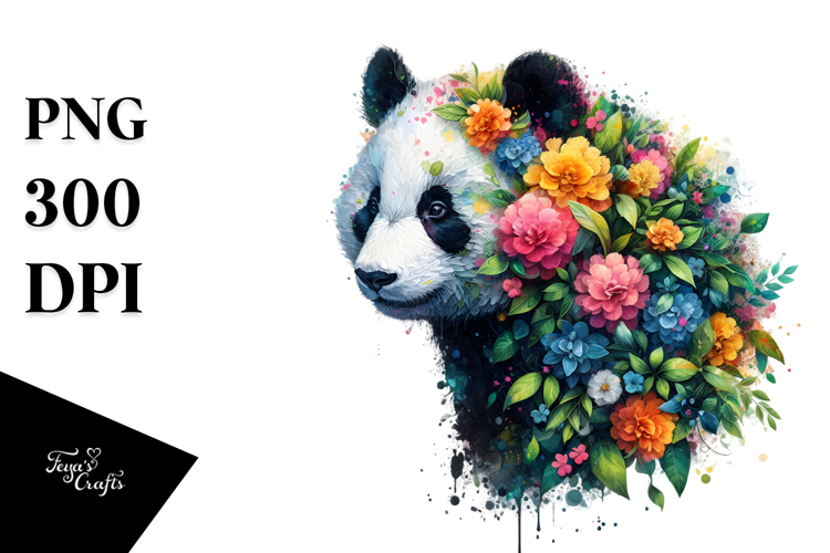 Vibrant Watercolor Panda, 20 oz Tumbler PNG
