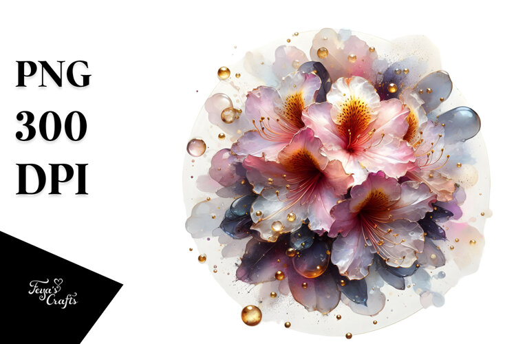 Glossy Rhododendron Splash PNG example image 1
