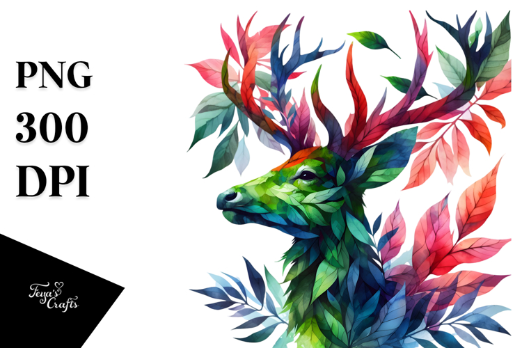 Vibrant Watercolor Deer, 20 oz Tumbler PNG