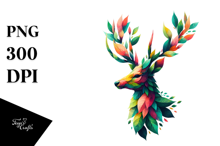 Vibrant Watercolor Deer, 20 oz Tumbler PNG