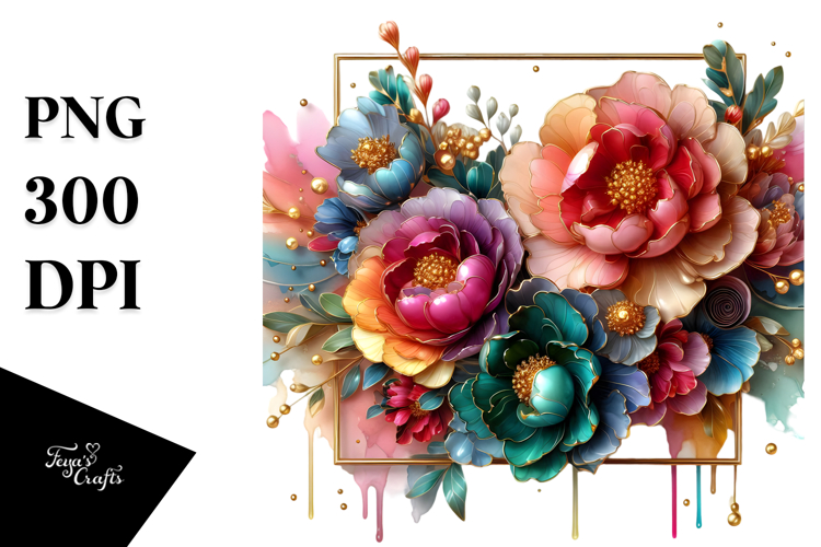 Colorful Glossy Peonies PNG