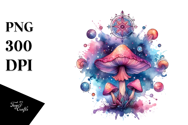 Magical Celestial Mushroom Tarot Splash PNG