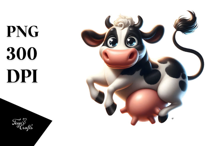 Goofy Holstein Cow PNG
