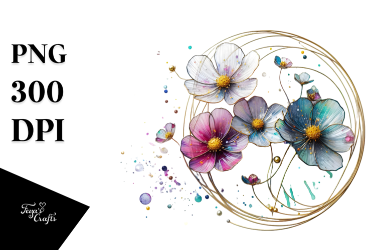 Cosmos with Watercolor Splash PNG