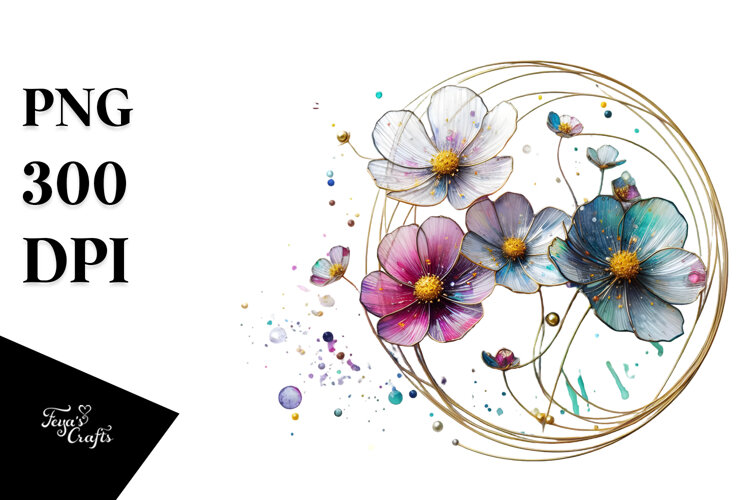 Cosmos with Watercolor Splash PNG example image 1