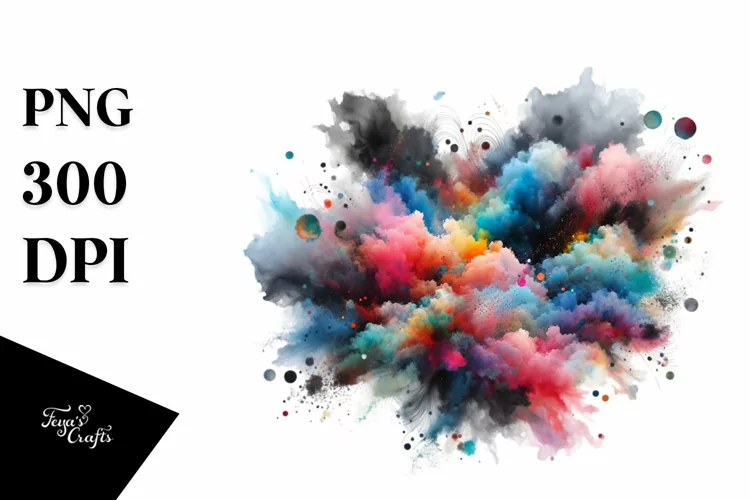 Colorful Black Watercolor Particles