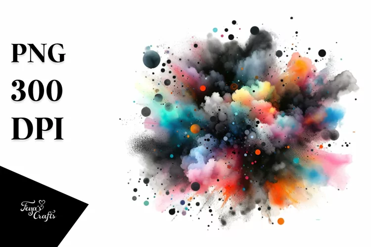 Colorful Black Watercolor Particles
