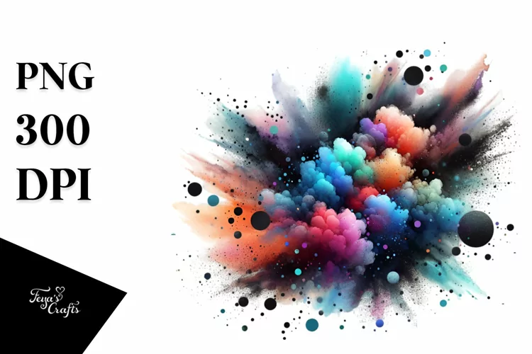 Colorful Black Watercolor Particles