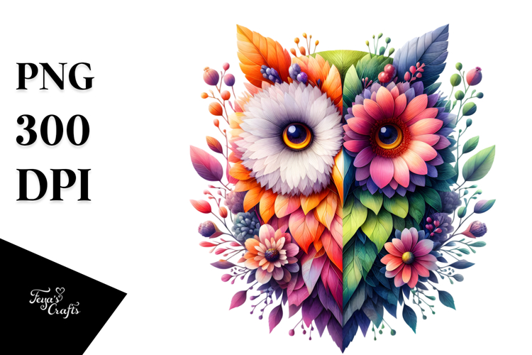 Vibrant Watercolor Owl, 20 oz Tumbler PNG