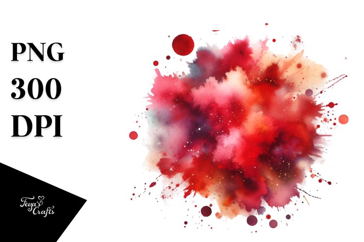 Colorful Redish Watercolor Splash with Stains example image 1