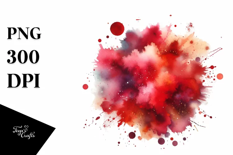 Colorful Redish Watercolor Splash with Stains
