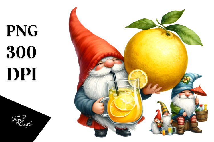 Whimsical Gnome Drinking Cocktail PNG