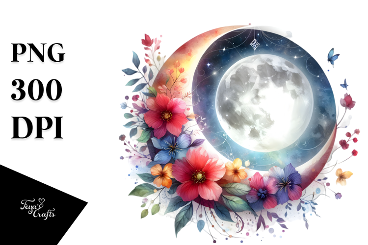 Wimsical Moon Flowers | Summer Sticker