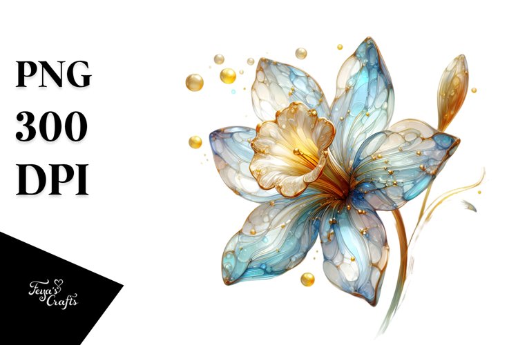 Abstract Shiny Narcissus Watercolor Splash example image 1
